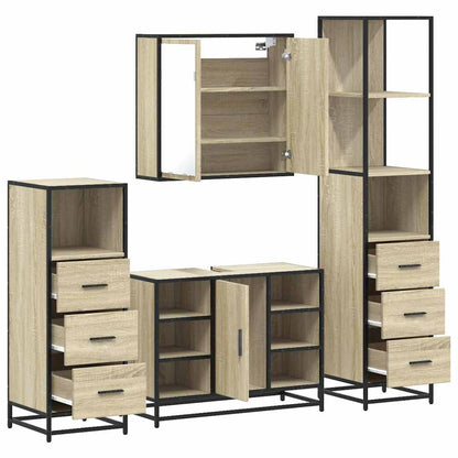 4 Piece Bathroom Furniture Set Sonoma Oak Engineered Wood