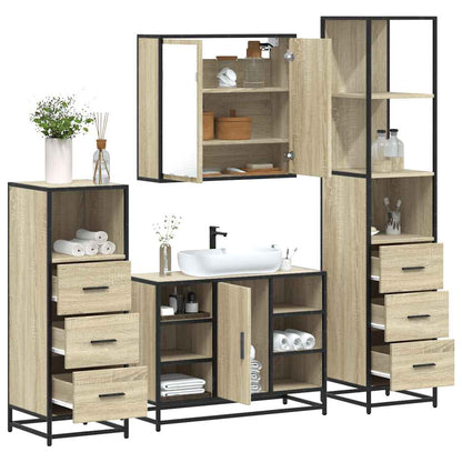 4 Piece Bathroom Furniture Set Sonoma Oak Engineered Wood