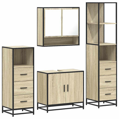 4 Piece Bathroom Furniture Set Sonoma Oak Engineered Wood