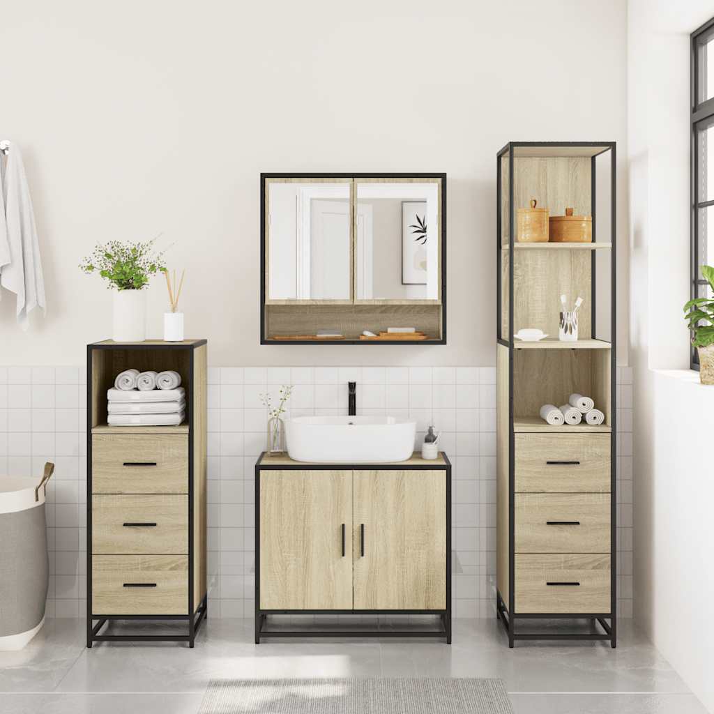 4 Piece Bathroom Furniture Set Sonoma Oak Engineered Wood