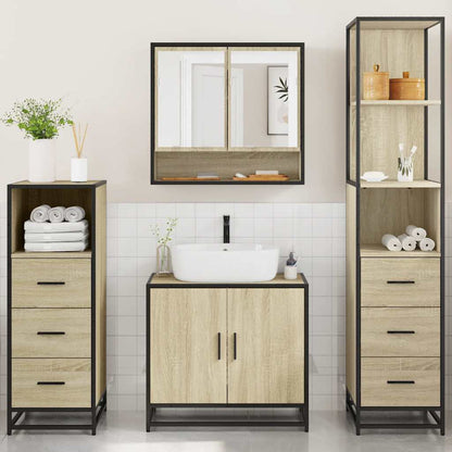 4 Piece Bathroom Furniture Set Sonoma Oak Engineered Wood