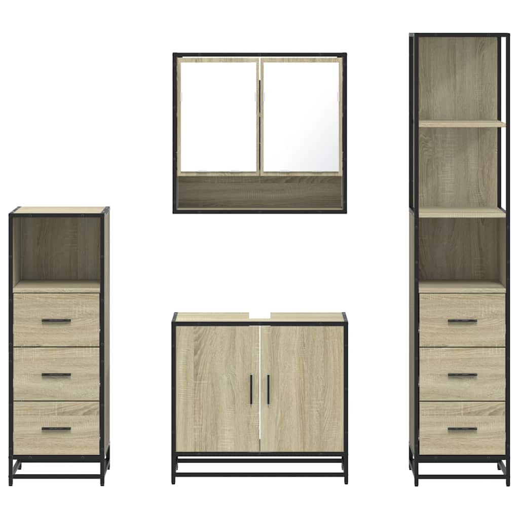 4 Piece Bathroom Furniture Set Sonoma Oak Engineered Wood