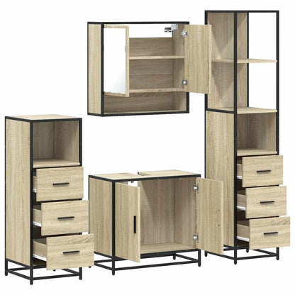 4 Piece Bathroom Furniture Set Sonoma Oak Engineered Wood