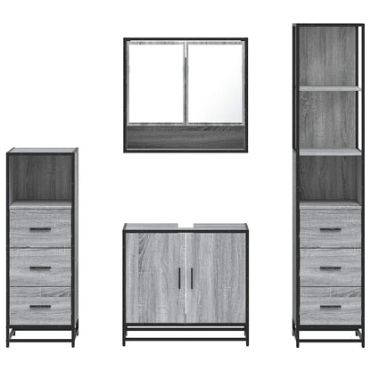 4 Piece Bathroom Furniture Set Grey Sonoma Engineered Wood