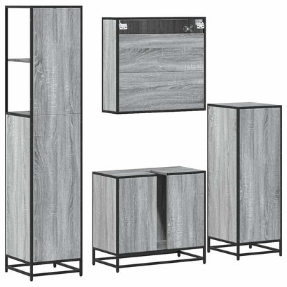 4 Piece Bathroom Furniture Set Grey Sonoma Engineered Wood