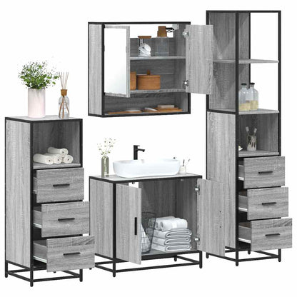 4 Piece Bathroom Furniture Set Grey Sonoma Engineered Wood