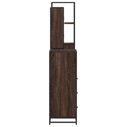 4 Piece Bathroom Furniture Set Brown Oak Engineered Wood