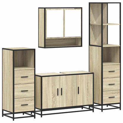 4 Piece Bathroom Furniture Set Sonoma Oak Engineered Wood