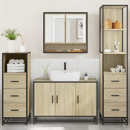 4 Piece Bathroom Furniture Set Sonoma Oak Engineered Wood