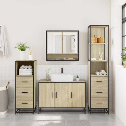 4 Piece Bathroom Furniture Set Sonoma Oak Engineered Wood