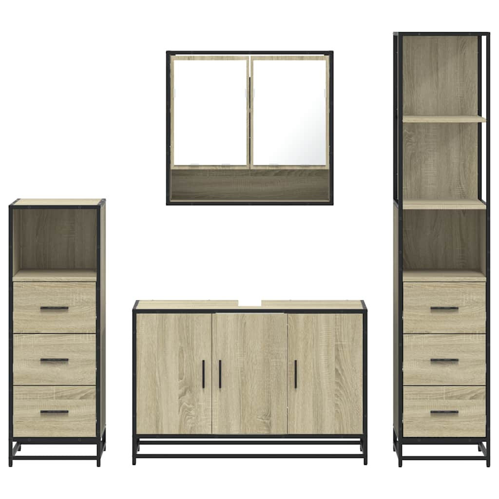 4 Piece Bathroom Furniture Set Sonoma Oak Engineered Wood