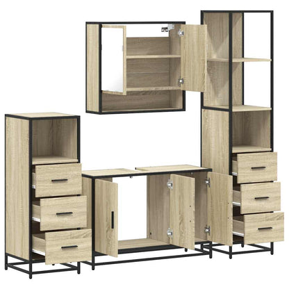 4 Piece Bathroom Furniture Set Sonoma Oak Engineered Wood