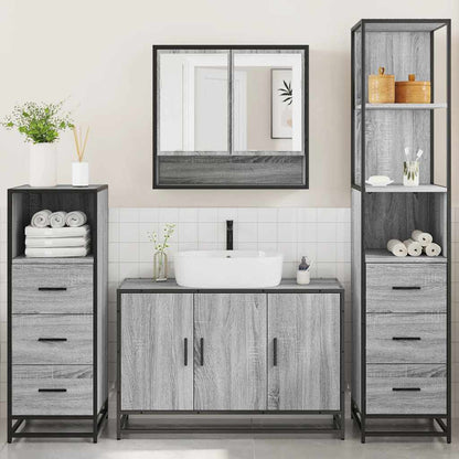 4 Piece Bathroom Furniture Set Grey Sonoma Engineered Wood