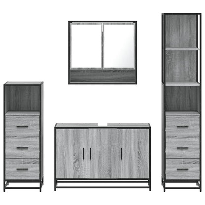 4 Piece Bathroom Furniture Set Grey Sonoma Engineered Wood