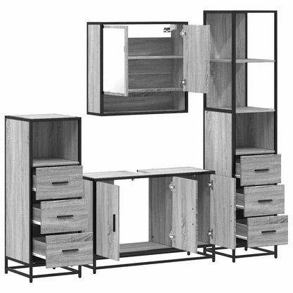 4 Piece Bathroom Furniture Set Grey Sonoma Engineered Wood