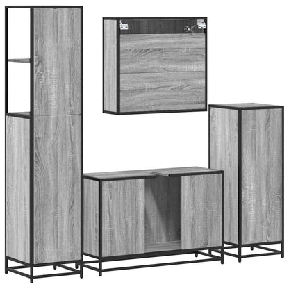 4 Piece Bathroom Furniture Set Grey Sonoma Engineered Wood