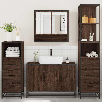 4 Piece Bathroom Furniture Set Brown Oak Engineered Wood