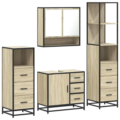 4 Piece Bathroom Furniture Set Sonoma Oak Engineered Wood