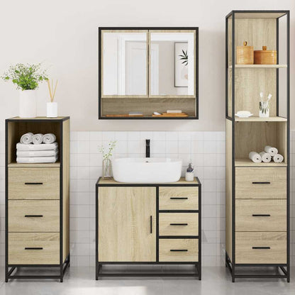 4 Piece Bathroom Furniture Set Sonoma Oak Engineered Wood