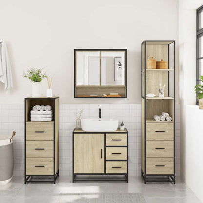 4 Piece Bathroom Furniture Set Sonoma Oak Engineered Wood