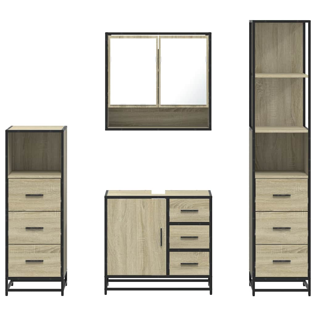 4 Piece Bathroom Furniture Set Sonoma Oak Engineered Wood