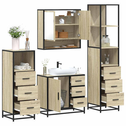 4 Piece Bathroom Furniture Set Sonoma Oak Engineered Wood