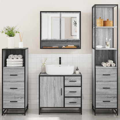 4 Piece Bathroom Furniture Set Grey Sonoma Engineered Wood