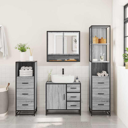 4 Piece Bathroom Furniture Set Grey Sonoma Engineered Wood