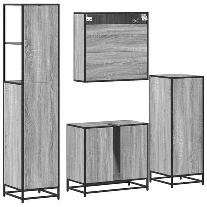 4 Piece Bathroom Furniture Set Grey Sonoma Engineered Wood