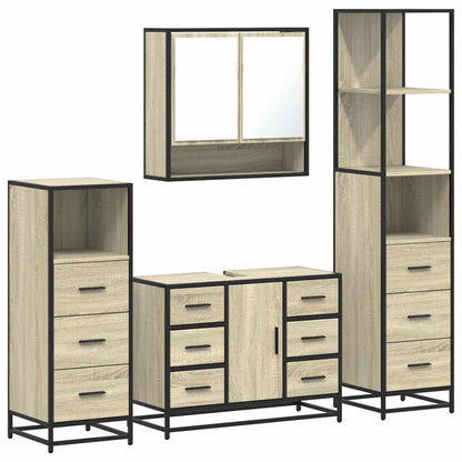 4 Piece Bathroom Furniture Set Sonoma Oak Engineered Wood