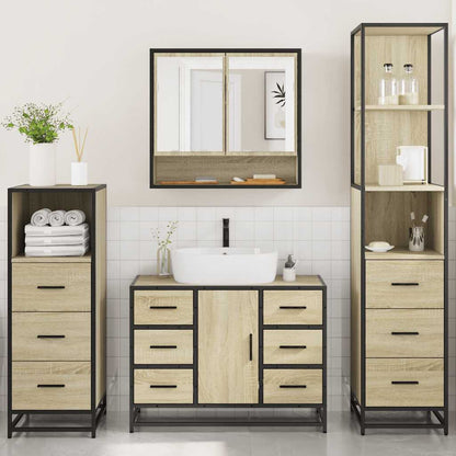 4 Piece Bathroom Furniture Set Sonoma Oak Engineered Wood