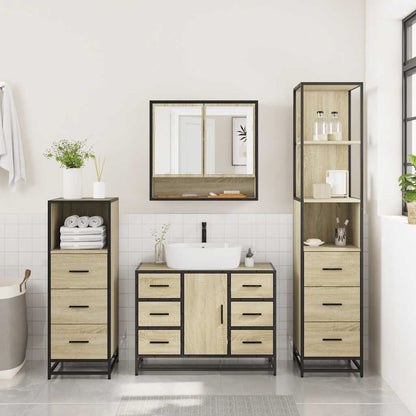 4 Piece Bathroom Furniture Set Sonoma Oak Engineered Wood