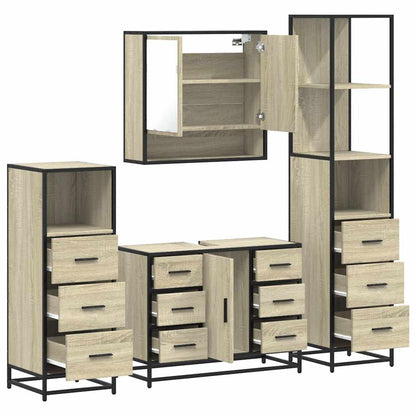 4 Piece Bathroom Furniture Set Sonoma Oak Engineered Wood