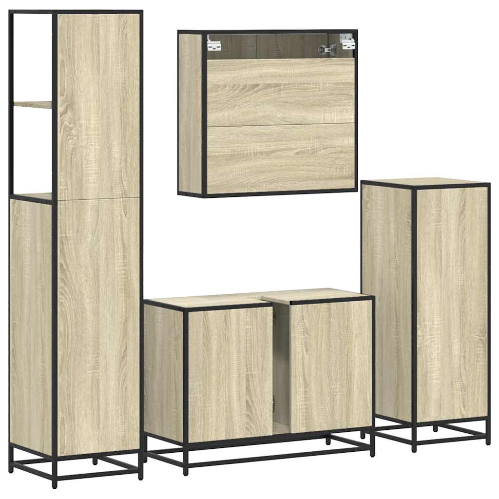 4 Piece Bathroom Furniture Set Sonoma Oak Engineered Wood