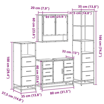 4 Piece Bathroom Furniture Set Sonoma Oak Engineered Wood