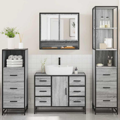 4 Piece Bathroom Furniture Set Grey Sonoma Engineered Wood