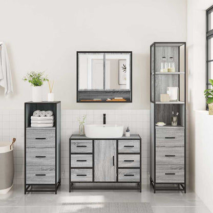 4 Piece Bathroom Furniture Set Grey Sonoma Engineered Wood