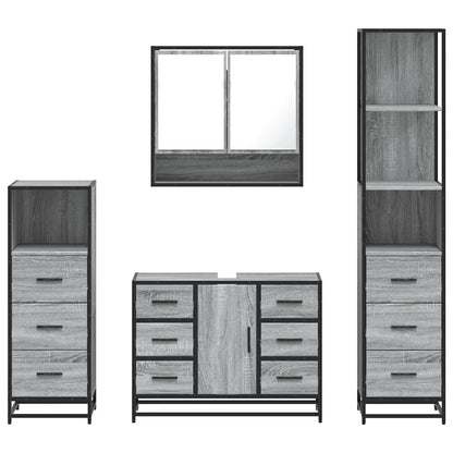 4 Piece Bathroom Furniture Set Grey Sonoma Engineered Wood