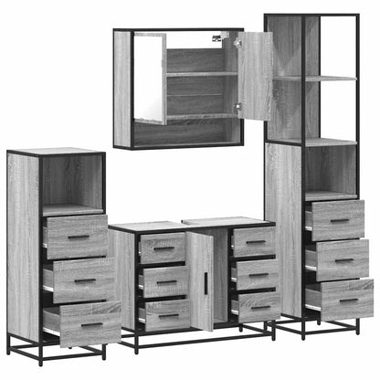 4 Piece Bathroom Furniture Set Grey Sonoma Engineered Wood