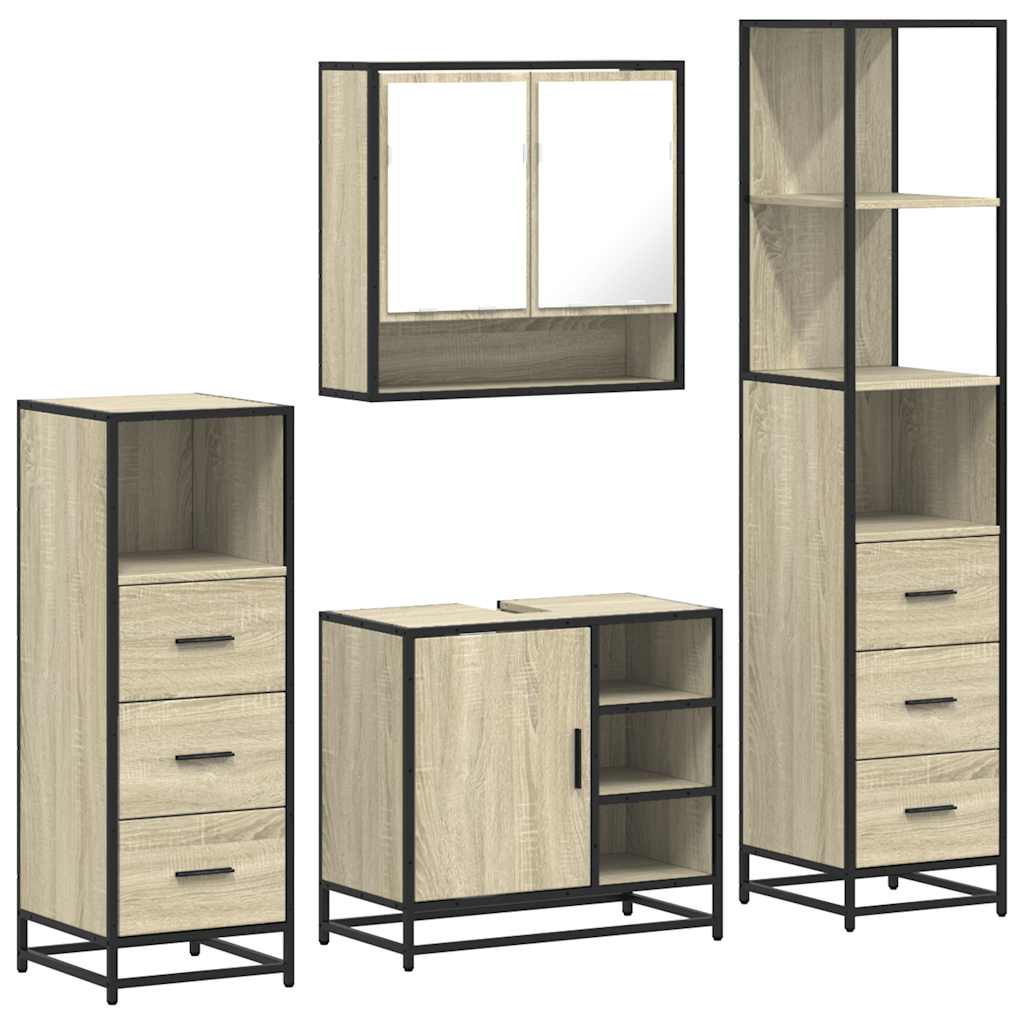 4 Piece Bathroom Furniture Set Sonoma Oak Engineered Wood