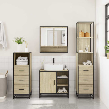 4 Piece Bathroom Furniture Set Sonoma Oak Engineered Wood