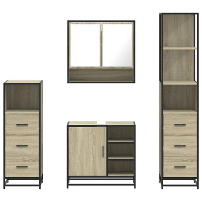 4 Piece Bathroom Furniture Set Sonoma Oak Engineered Wood