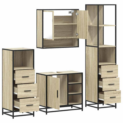 4 Piece Bathroom Furniture Set Sonoma Oak Engineered Wood