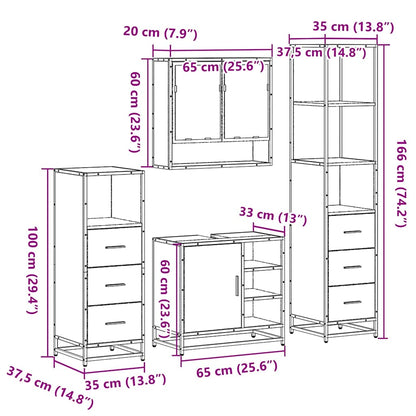 4 Piece Bathroom Furniture Set Sonoma Oak Engineered Wood