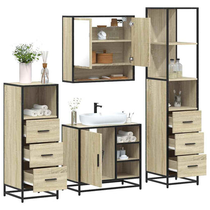 4 Piece Bathroom Furniture Set Sonoma Oak Engineered Wood