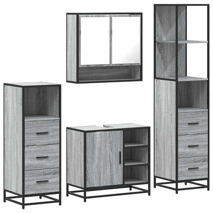 4 Piece Bathroom Furniture Set Grey Sonoma Engineered Wood