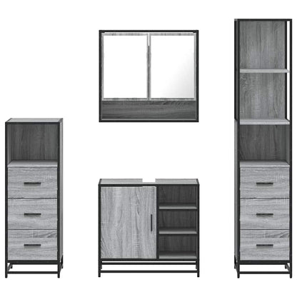 4 Piece Bathroom Furniture Set Grey Sonoma Engineered Wood