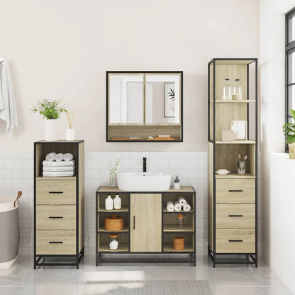 4 Piece Bathroom Furniture Set Sonoma Oak Engineered Wood