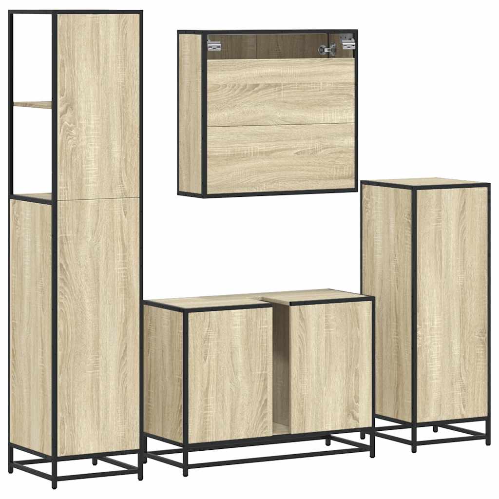 4 Piece Bathroom Furniture Set Sonoma Oak Engineered Wood