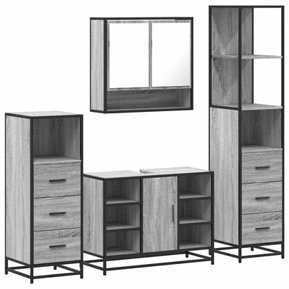 4 Piece Bathroom Furniture Set Grey Sonoma Engineered Wood